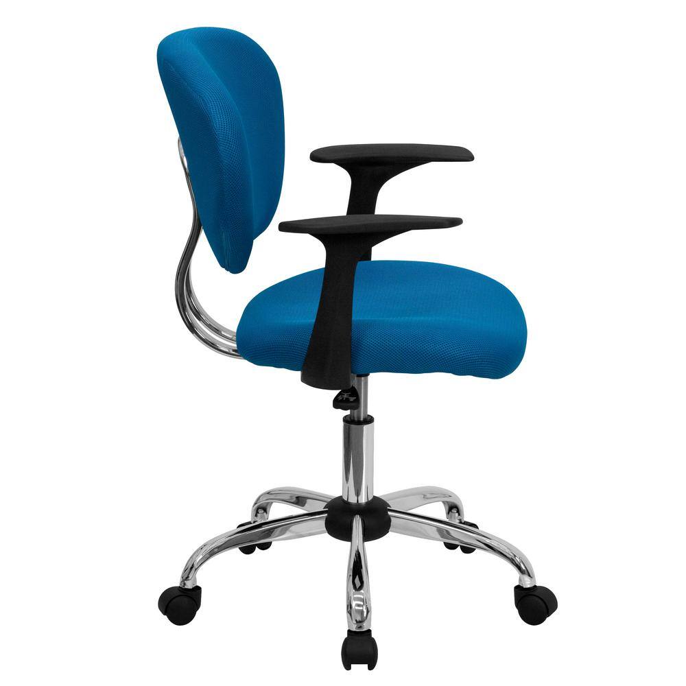Turquoise Mid-Back Mesh Swivel Task Chair with Chrome Base