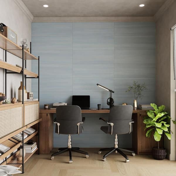 Biomim Blue 12 in. x 35 in. Ceramic Wall Tile (11.63 sq. ft. /Case)