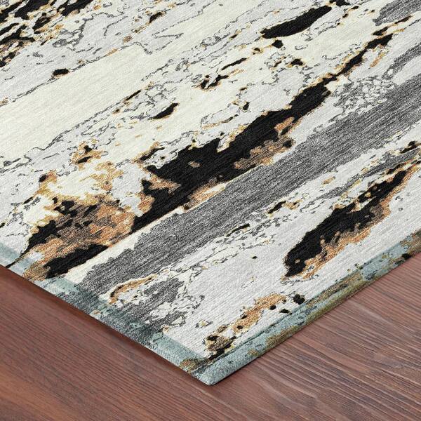 Chantille Machine Washable Indoor/Outdoor Abstract ACN2757 Black 3 ft. x 4 ft. Area Rug