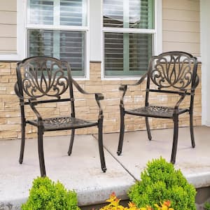 Patio Bronze Stackable Cast Aluminum Outdoor Dining Chair (Set of 2)