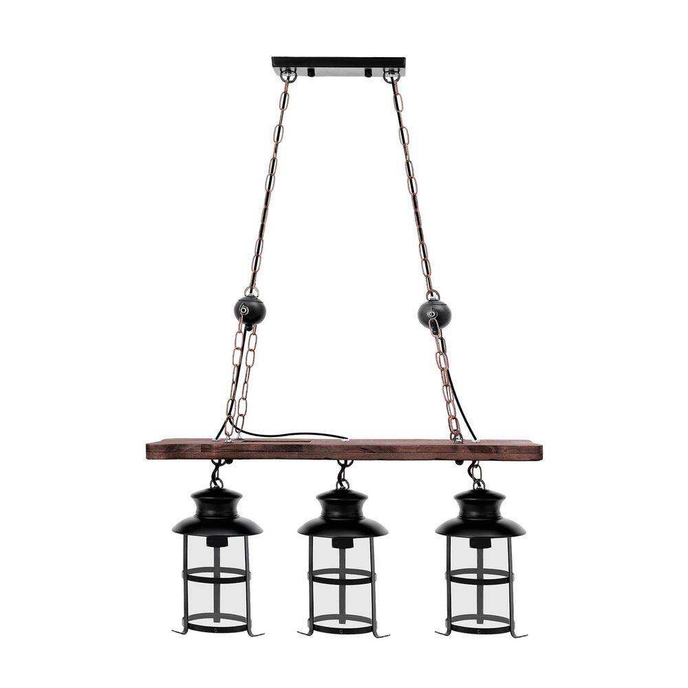 3-Light Black and Brown Retro Shaded Pendant Light with Clear Glass Shade for Dining Room Kitchen, No Bulbs Included price history on PriceWatchPro