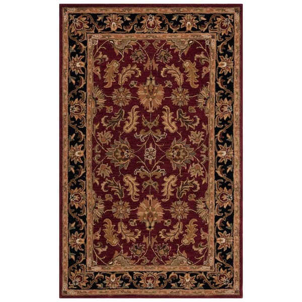 SAFAVIEH Heritage Red/Black Doormat 3 ft. x 5 ft. Antique Border Floral Area Rug