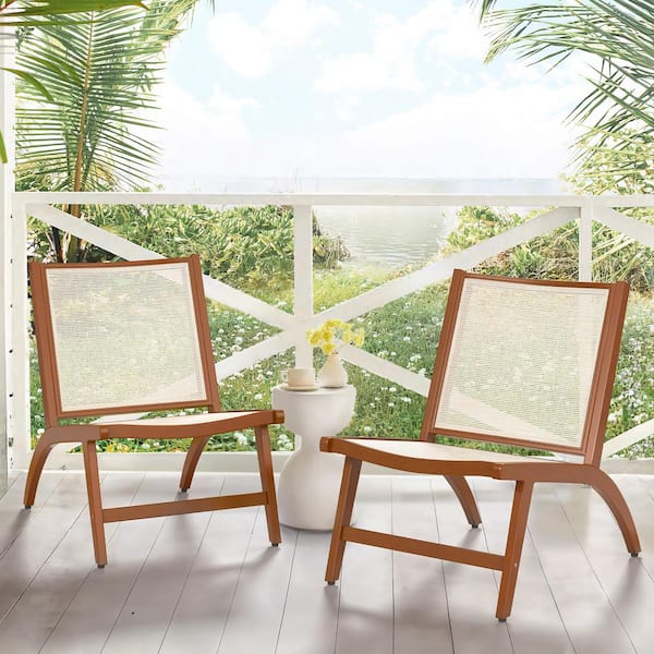 Stern Woven Accent Chair with Brown Aluminum Frame, Mid Century Lounge Chair, Outdoor Side Chair (Set of 2)