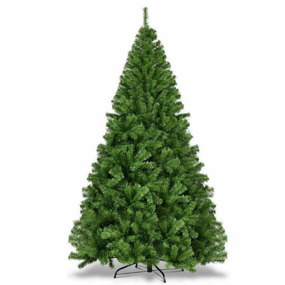 Costway 7.5 ft. Green Unlit Hinged Artificial Christmas Tree Pine Tree with 1346 Tips