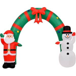 8 ft. x 11 ft. Pre-Lit Archway with Santa Claus and Snowman Christmast Inflatable with Storage Bag