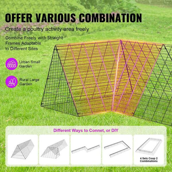 ATENGNES 157.5 in. x 39.4 in. x 24.2 in. Outside Portable Chicken Tunnels with Corner Frames Fence Kit for Ducks, Rabbits