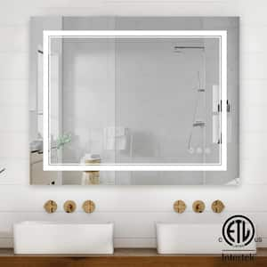 48 in. W x 36 in. H Bright Rectangular Frameless Anti-Fog LED Light Wall Bathroom Vanity Mirror in Tempered Glass