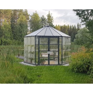 Oasis Hexagonal 10 ft. x 12 ft. Gray/Clear DIY Greenhouse Kit