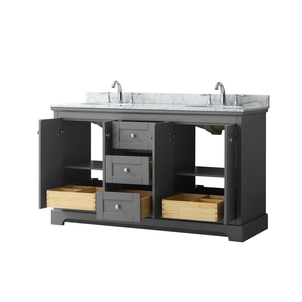 Avery 60" Dark Gray Double Bathroom Vanity with Marble Top