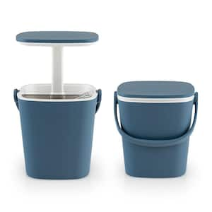 Plastic Portable Cooler Side Table with Handle and Lift Top Lid and Bottle Opener in Blue