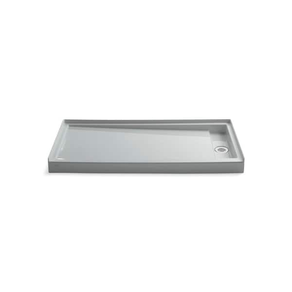 KOHLER Groove 60 in. x 32 in. Single Threshold Shower Base with Right-Hand Drain in Ice Grey