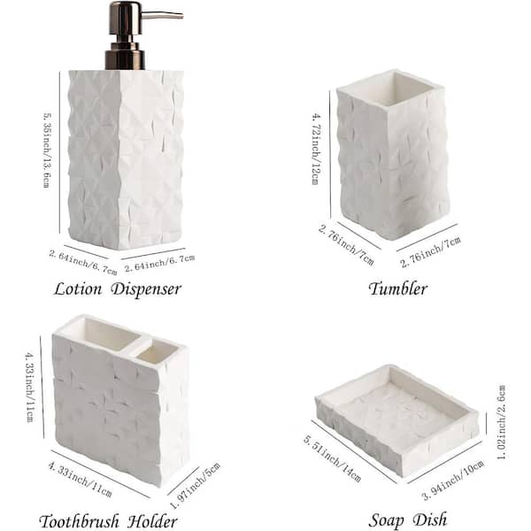Bathroom Accessories Set 4-Pieces Resin Gift Set Apartment Necessities  Wooden Design Square