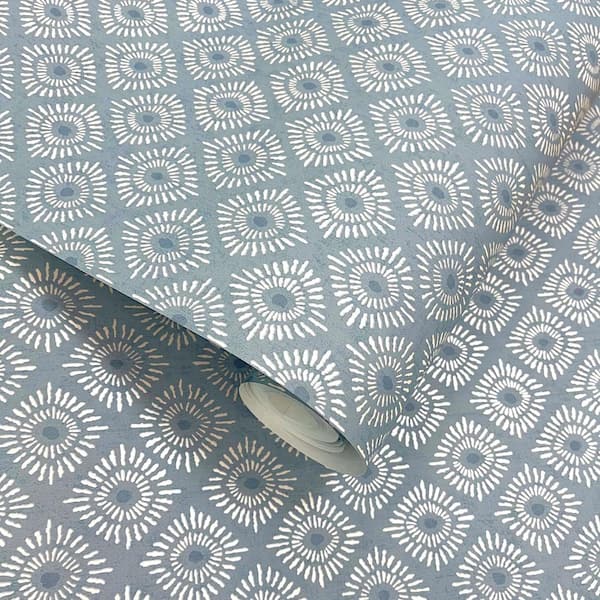 Walls Republic Blue Radial Sun Motif Print Non Woven Non-Pasted Textured Wallpaper 57 sq. ft.