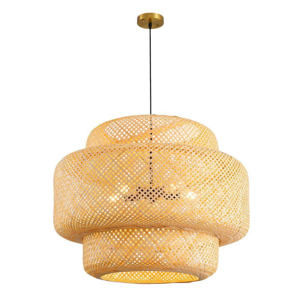 31.5 in. 8-Light Gold Rattan Chandelier with Adjustable Chain for Kitchen, Dining Room, Living Room(Bulbs Not Included) price history on PriceWatchPro