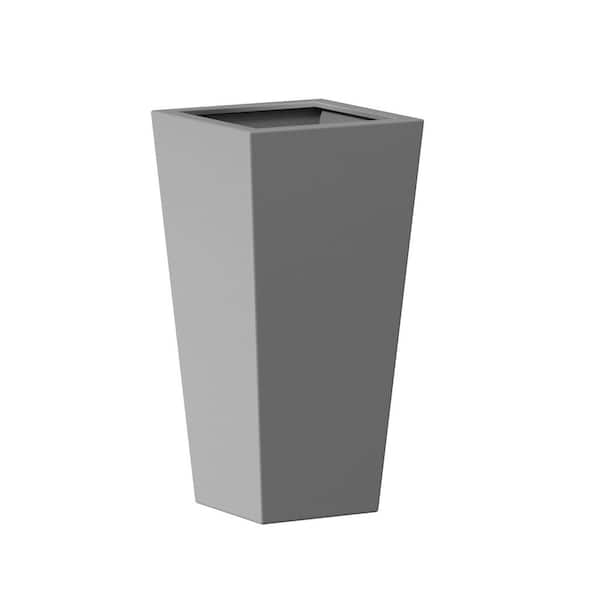 Miranda 30 in. H Outdoor Patio and Indoor Tapered Metal Planter with Drainage Hole and Rubber Plug, Grey