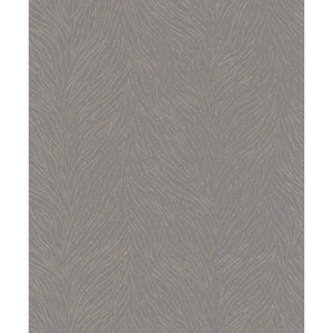 Metallic Brown/Gold Abstract Branches Design Vinyl on Non-Woven Non-Pasted Wallpaper Roll