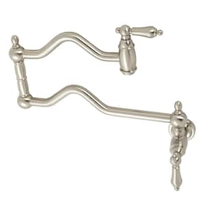 Heritage Wall Mount Pot Filler Faucets in Brushed Nickel