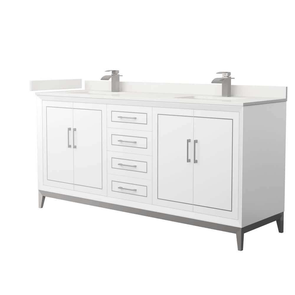 Marlena 72 in. W x 22 in. D x 35.25 in. H Double Bath Vanity in White with White Quartz Top price history on PriceWatchPro