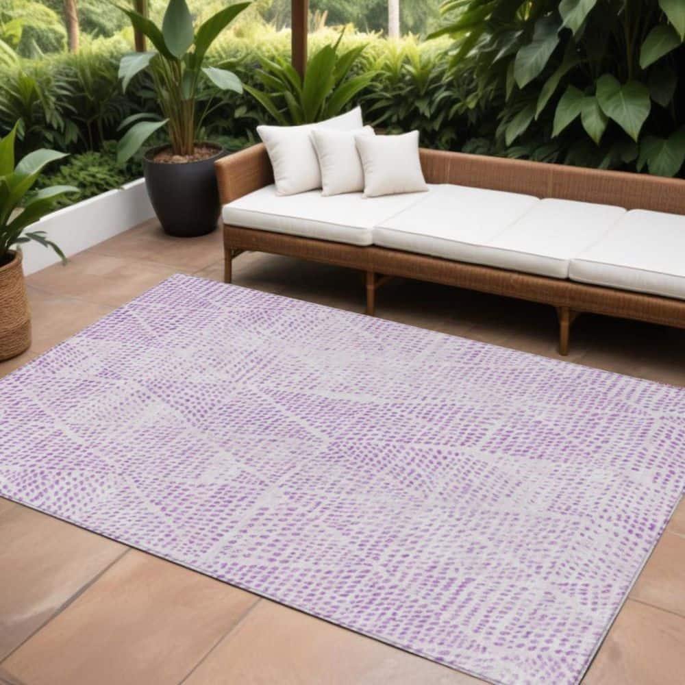 Purple, Ivory 8 ft. x 10 ft.  Woven Geometric Polyester Rectangle Indoor / Outdoor Area Rug price history on PriceWatchPro