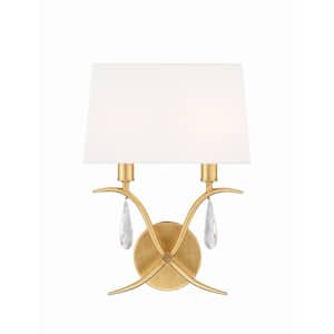 Rollins 2-Light Antique Gold Wall Mount
