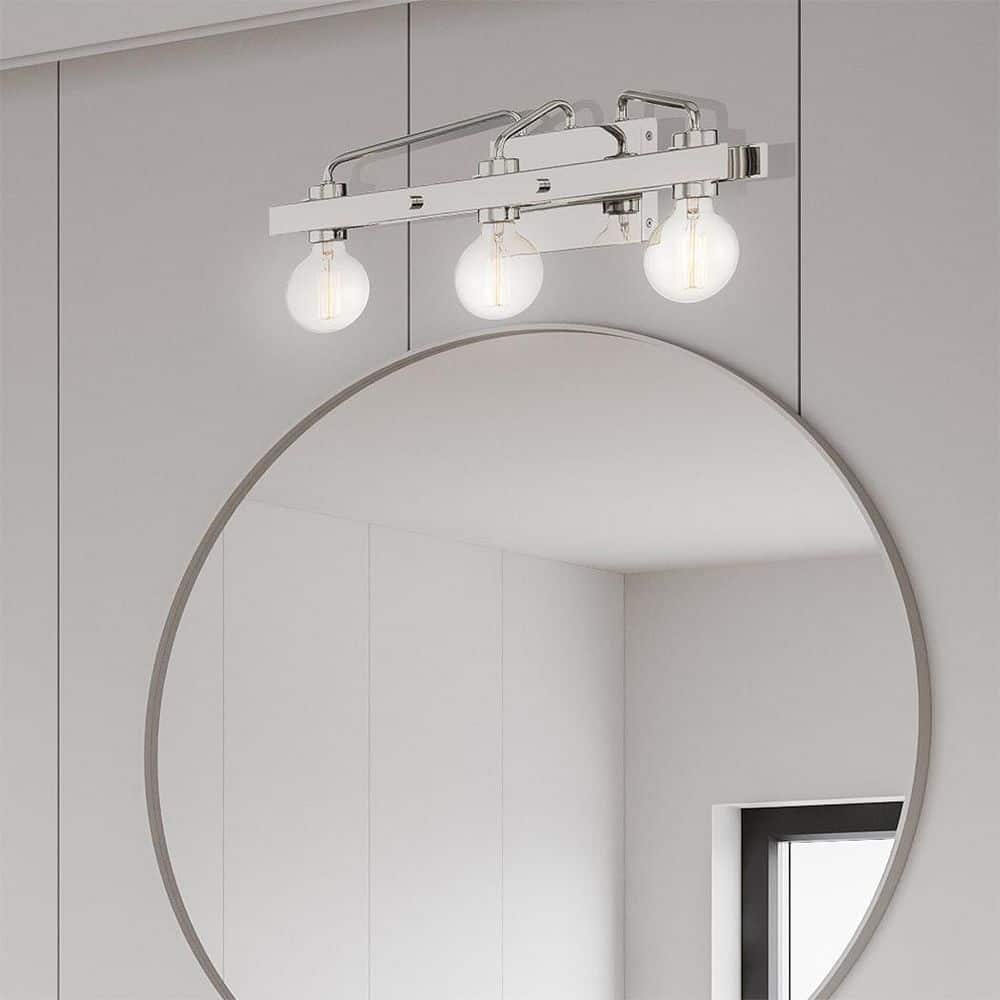 Ravella 24 in. 3-Light Polished Nickel Industrial Vanity Light price history on PriceWatchPro