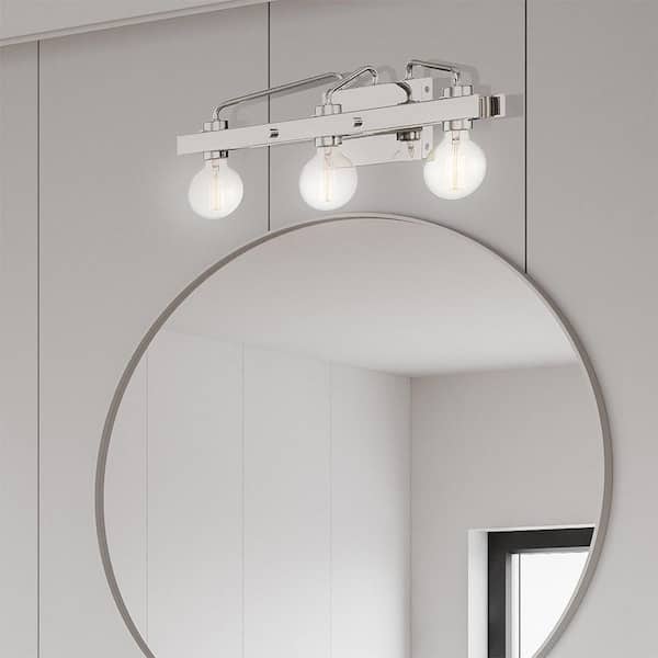 Ravella 24 in. 3-Light Polished Nickel Industrial Vanity Light