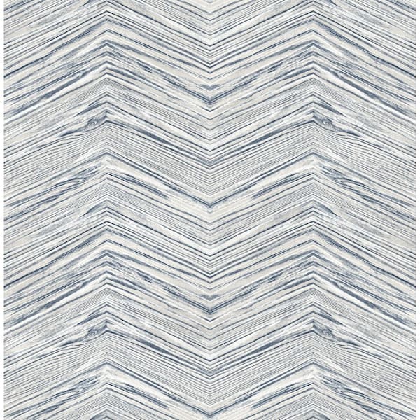 Grey and Blue Wood Chevron Vinyl Peel and Stick Wallpaper Roll (Covers 30.75 sq. ft.)