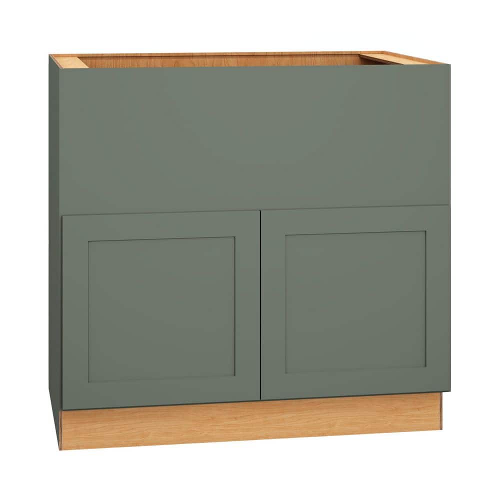 QuickShip Cottage 36 in. W x 24 in. D x 34.5 in. H Assembled Plywood Shaker Farm Sink Base Cabinet in Conifer price history on PriceWatchPro