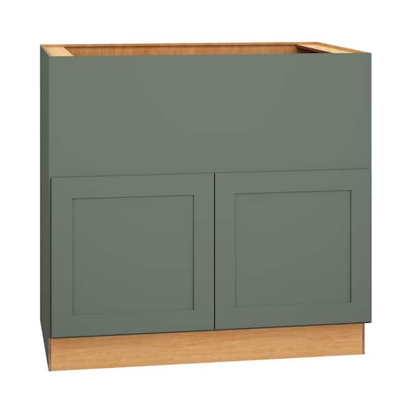 QuickShip Cottage 36 in. W x 24 in. D x 34.5 in. H Assembled Plywood Shaker Farm Sink Base Cabinet in Conifer
