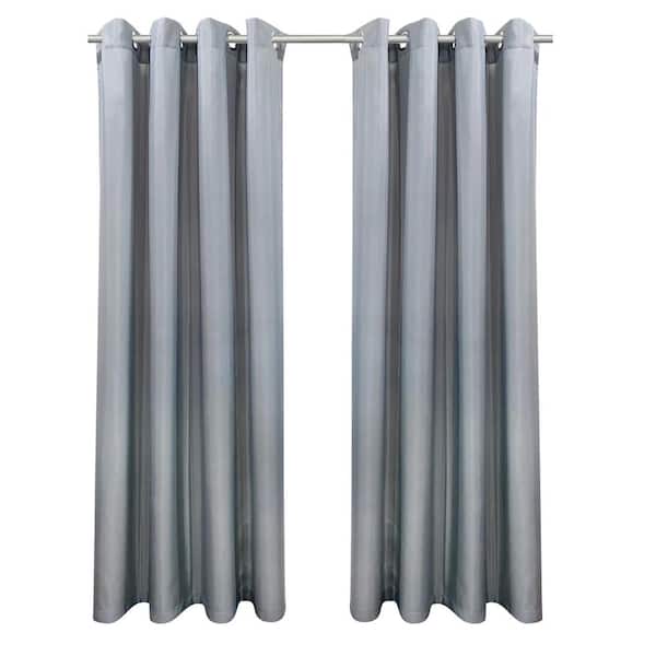 Unbranded Seascapes 50 in. W x 96 in. L Light Filtering Grommet Indoor/Outdoor Curtain Panel Pair in Alloy Grey