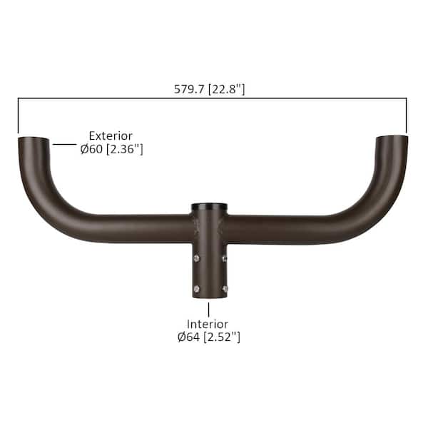 30 in. 180-Degree Round Double Bullhorn Mounting Bracket Tenon Adapter for Outdoor Pole Lights