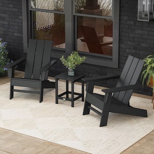 Grant Park Black Plastic Outdoor Adirondack Chair Plastic 3-Piece Set