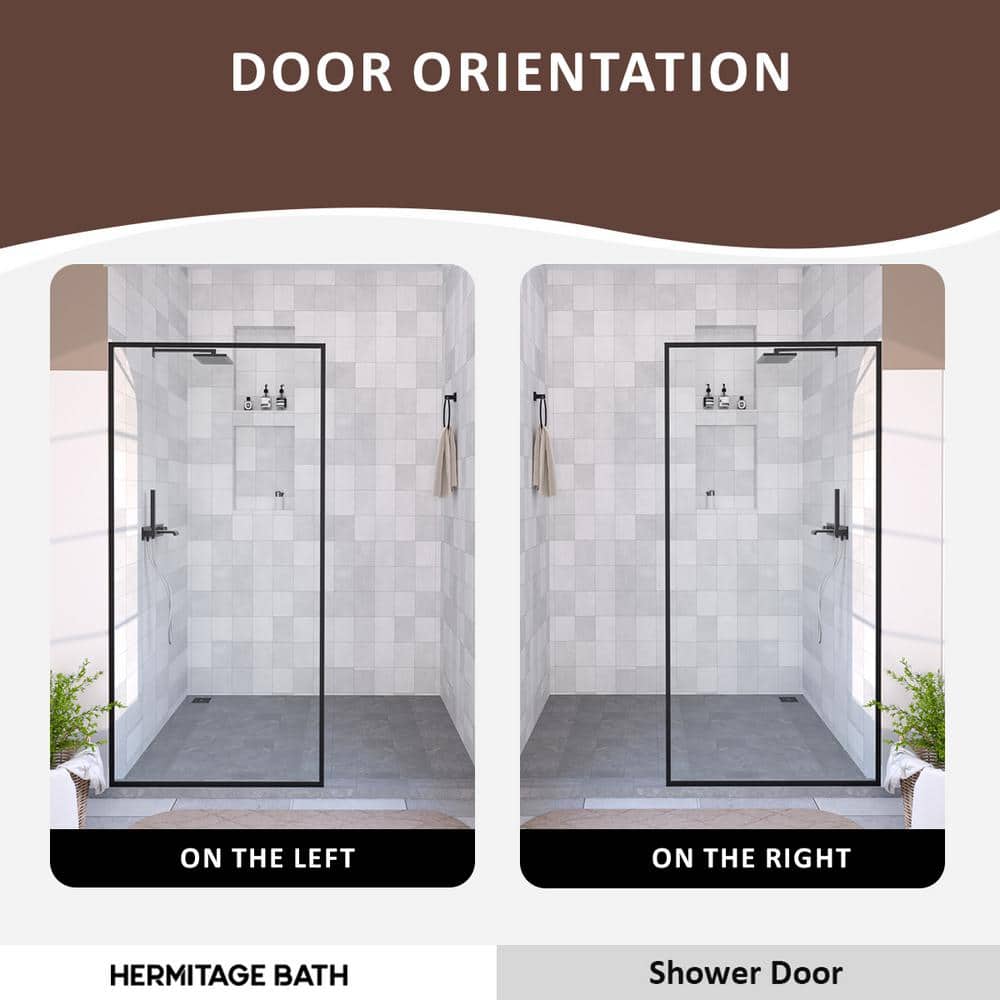 Hilma 34'' Matte Black Framed Shower Screen with Clear Tempered Glass