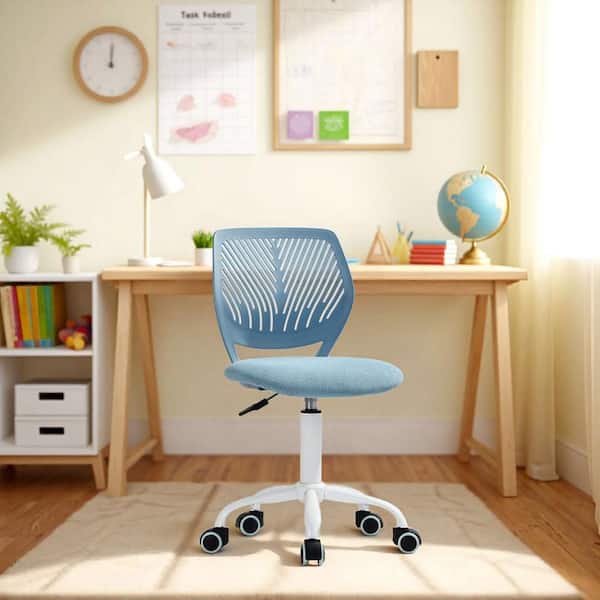 Homy Casa CARNAT Ice Blue Ergonomic Kids Desk Chair Adjustable Height Swivel Study Chair with Breathable Plastic Back