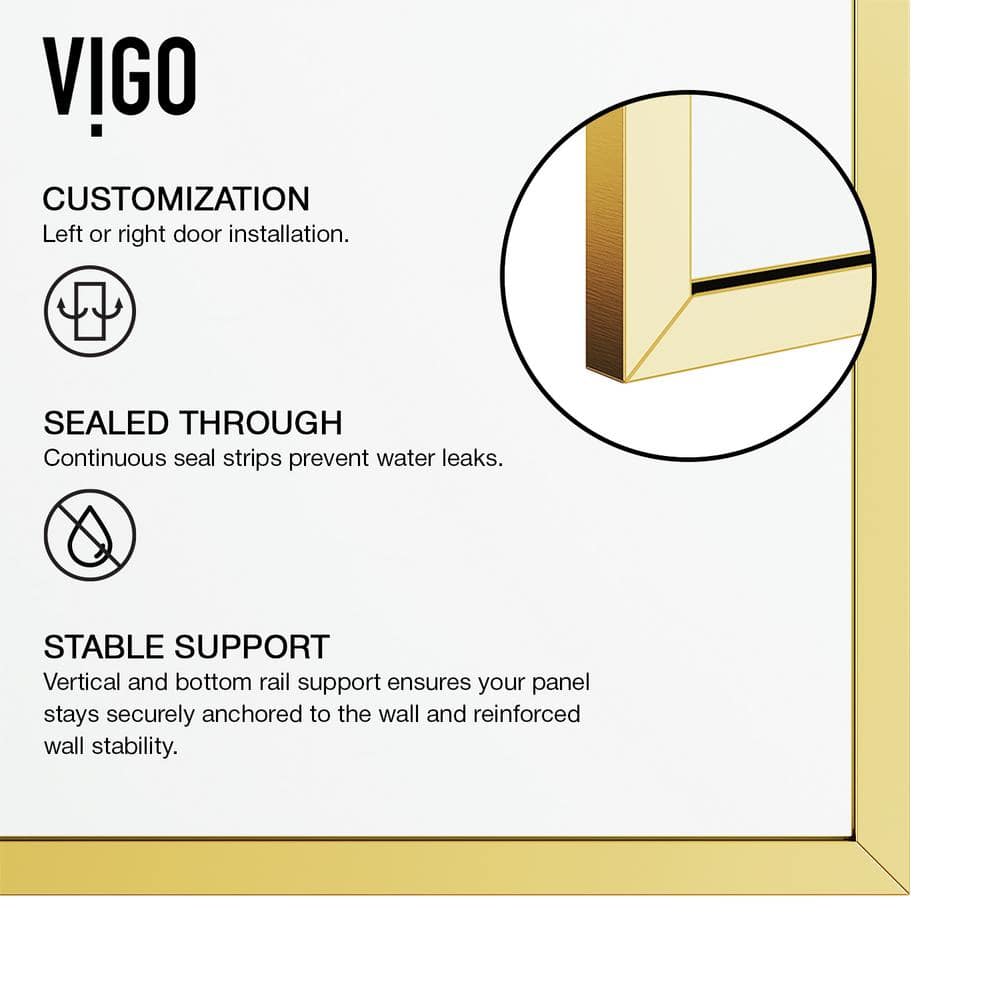 Matte Gold and Clear Glass Fixed Shower Screen