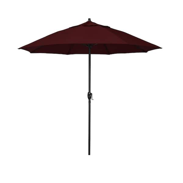 California Umbrella 7.5 ft. Bronze Aluminum Market Patio Umbrella with Fiberglass Ribs and Auto Tilt in Burgundy Pacifica
