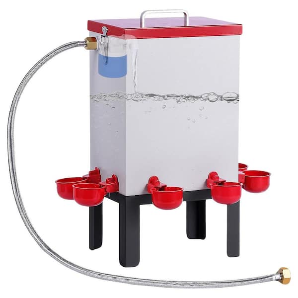 14 in. H 10 in. W 6 in. D Stainless Steel Automatic Chicken Waterer with Float Valve and Stand