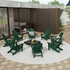 Addison Dark 8-Piece Plastic Folding Outdoor Patio Fade Resistant Adirondack Conversation Chair Set