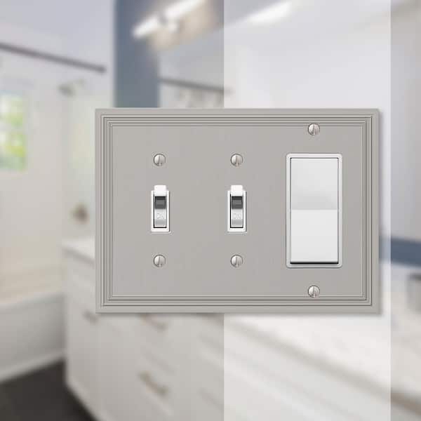 Hallcrest 3 Gang 2-Toggle and 1-Rocker Metal Wall Plate - Satin Nickel