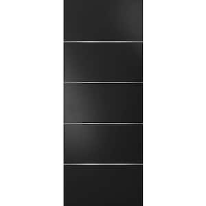 0020 18 in. x 80 in. Flush No Bore Solid Core Black Finished Pine Wood Interior Door Slab