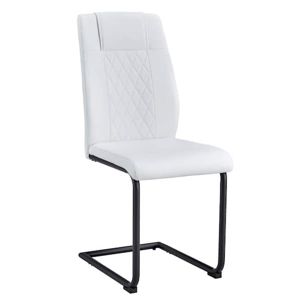 Polibi Modern White PU Leather Seat Dining Chairs Set of 4 for Kitchen, Living, Dining Room