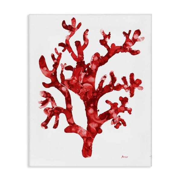 Stupell Industries Red Coral Sprig by Patti Mann Unframed Coastal Graphic Art Print 20 in. x 16 in.