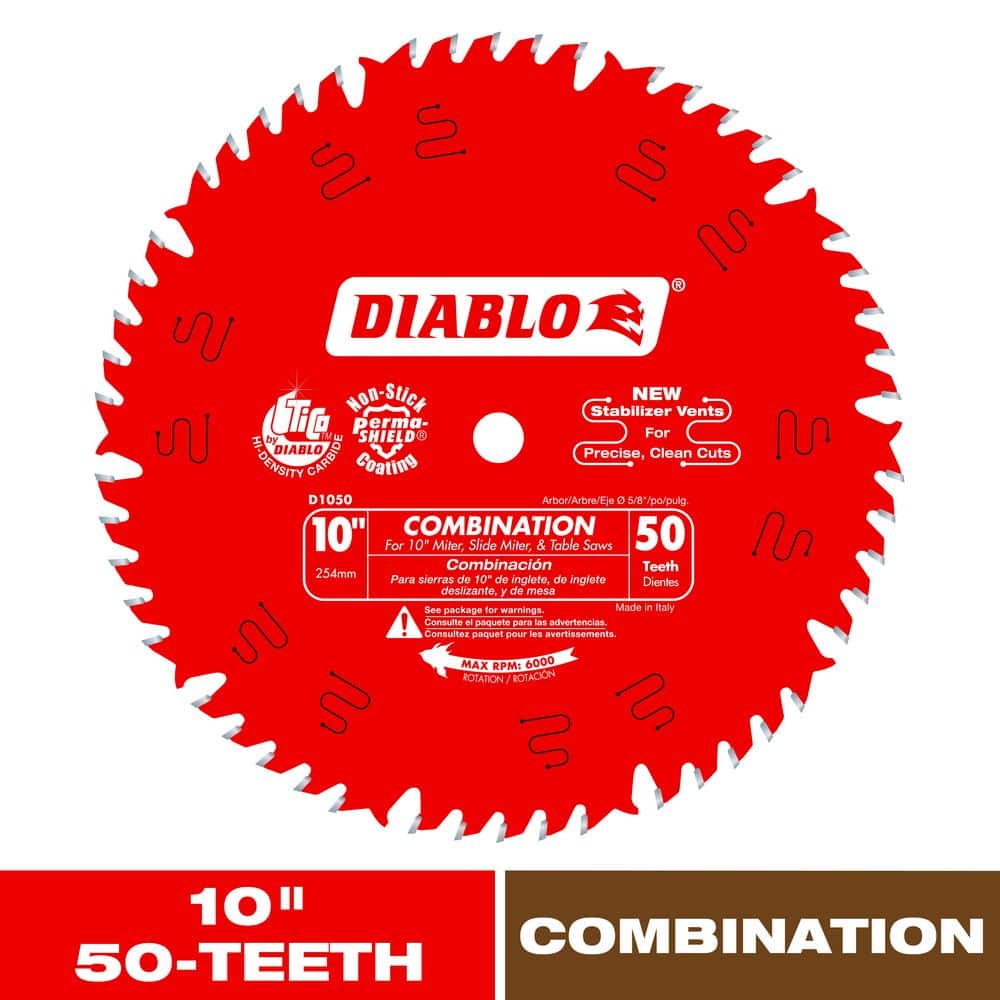 DIABLO 10in. x 50-Tooth Combination Saw Blade for Wood D1050X