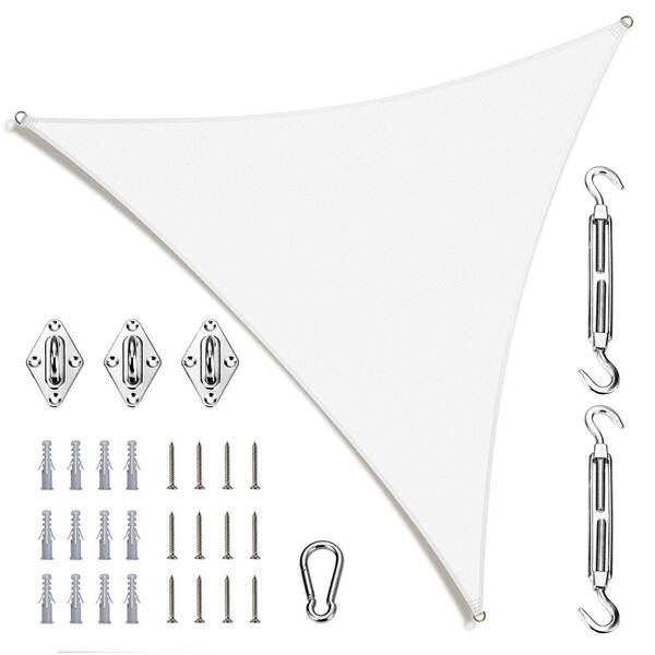 20 ft. x 20 ft. x 20 ft. Triangle Sun Shade Sail with Hardware Kit-White