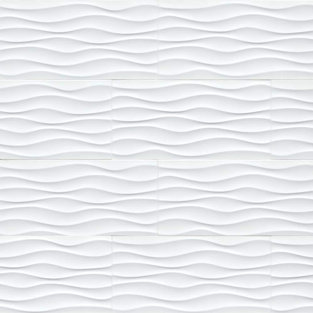 Take Home Tile Sample - Lumino Wavy White Glossy 4 in. x 4 in. Glazed Ceramic Wall Tile price history on PriceWatchPro