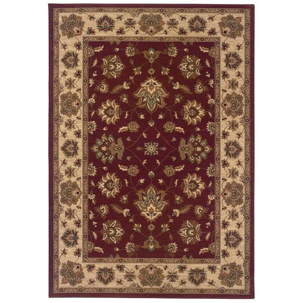 Alyssa Red/Ivory 4 ft. x 6 ft. Floral Border Area Rug 008143 - The Home ...