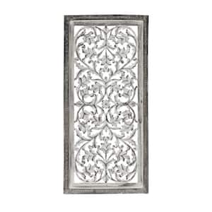 Cream Wood Traditional 24 in. x 51 in. Wood Wall Decor