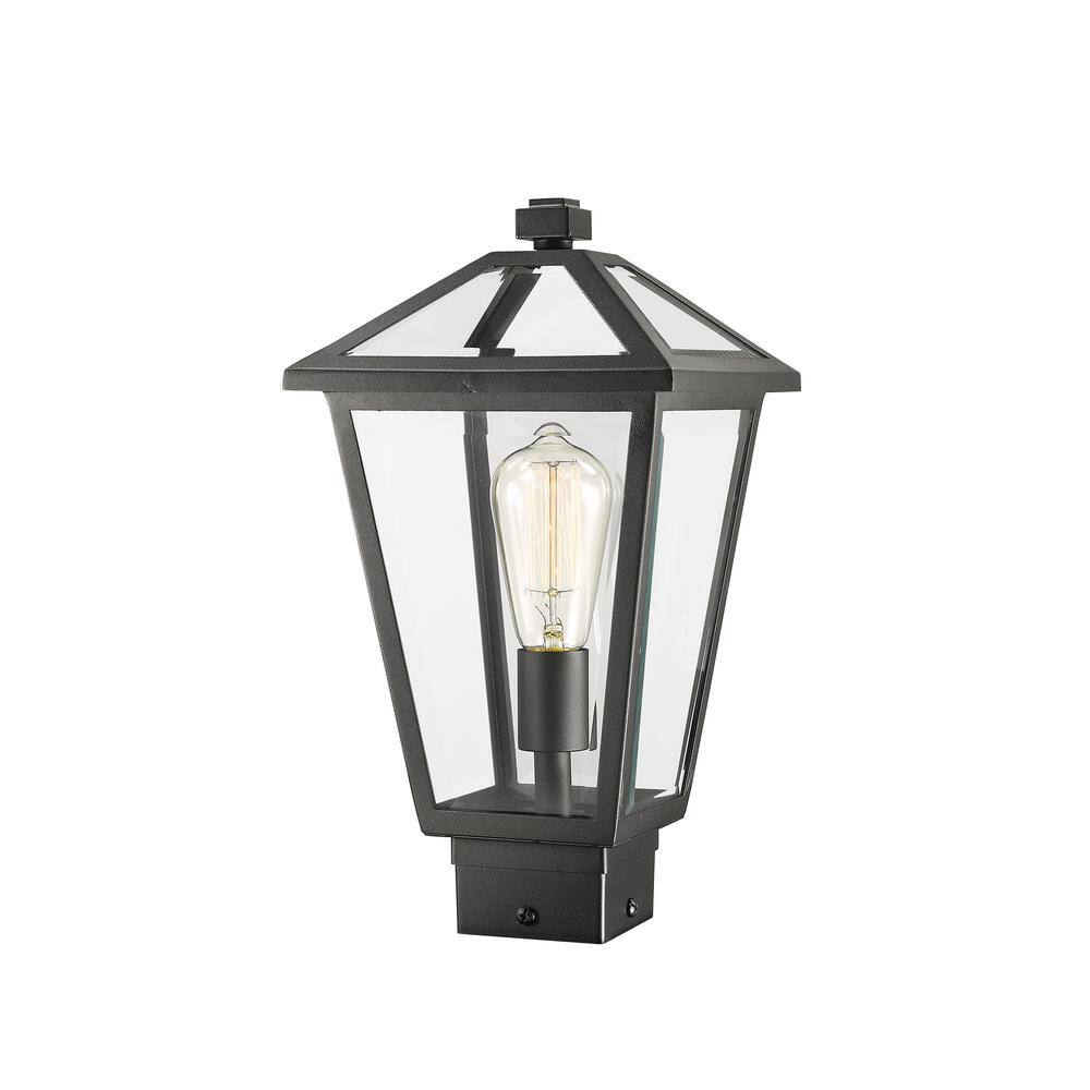 Talbot Black Metal and Glass Outdoor Post Light