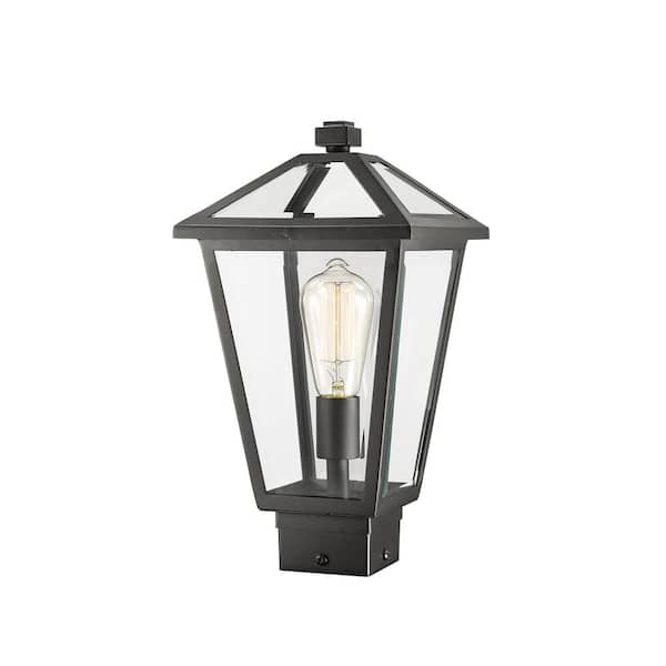 Unbranded Talbot 15 in. 1-Light Black Steel Hardwired Outdoor Weather Resistant Post Light with Square Fitter w/No Bulb Included