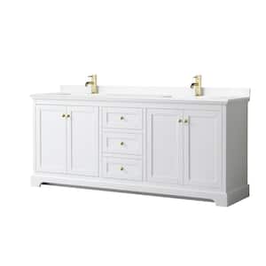 Avery 80 in. W x 22 in. D x 35 in. H Double Sink Bath Vanity in White with White Cultured Marble Top